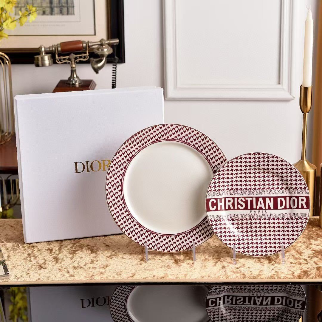 Christian set of two plates available with two colors - Dior Plates | Buy Online in UAE